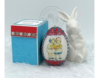 Goose Easter Egg Decorated with the Decoupage Method, Easter Decorations