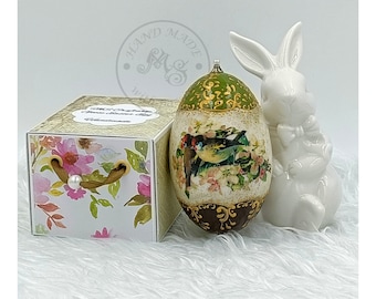 Goose Easter Egg Decorated with the Decoupage Method, Easter Decoration