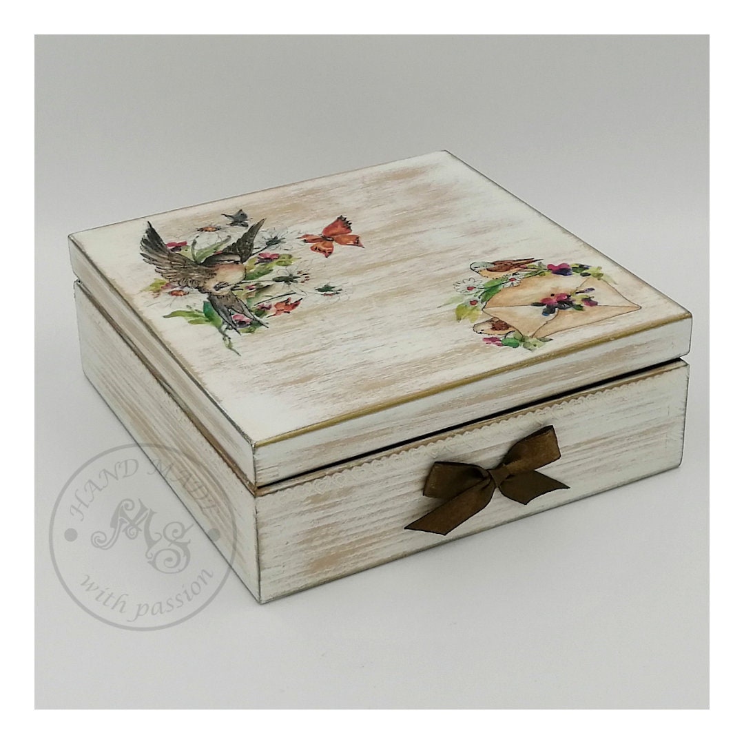 Shabby Chic Style Wooden Box, Jewellery and Storage Box - Etsy