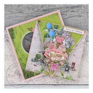 Valentijnsdagkaart, gepersonaliseerde kaart, handgemaakte kaart, kaart voor haar, Valentijnsdagcadeau, pijlvouwkaart