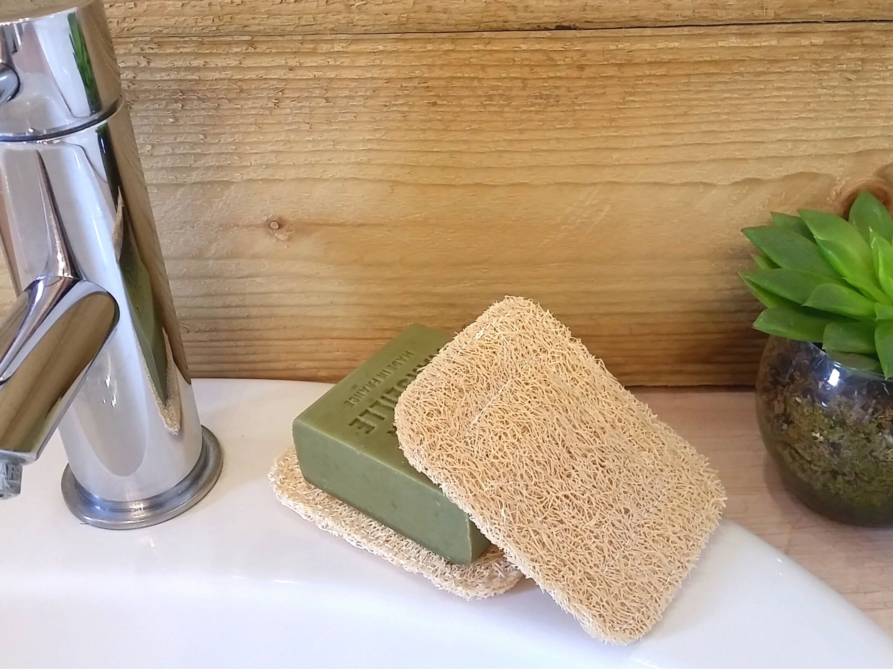 Lot de 2 Éponges Porte Savon Luffa, Loofah