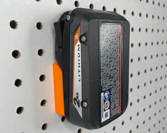 Ridgid 18V Battery Holder - Wall Peg Board Mount