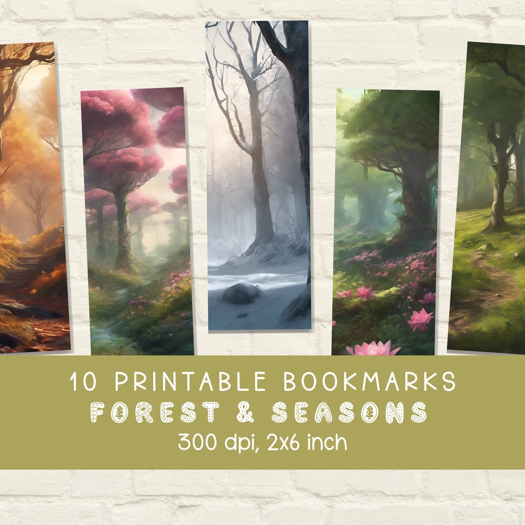 Forest-themed Printable Bookmarks Digital Bookmark Kit PDF Bookish ...