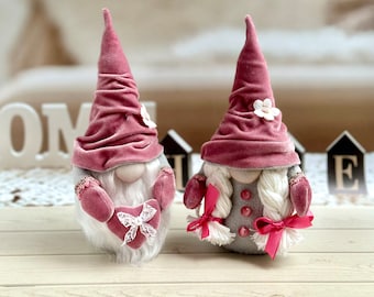 Cute Gnomes  gift for her gift for him  tiered tray decor Valentines day gnome ornaments gift for mom