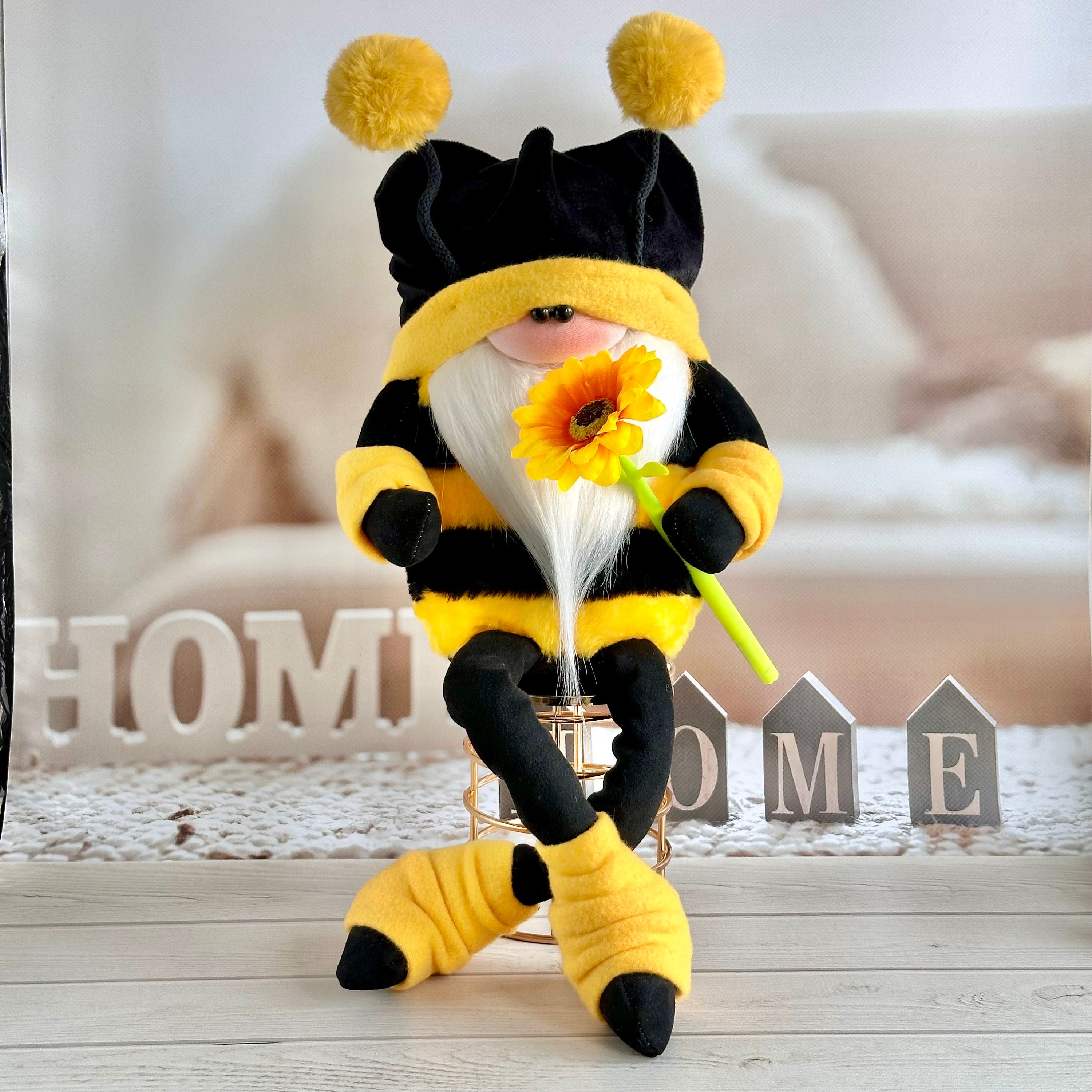 Bee Gnome, Bumblebee Gnome With Sunflower, Yellow Gnome, Spring Summer ...