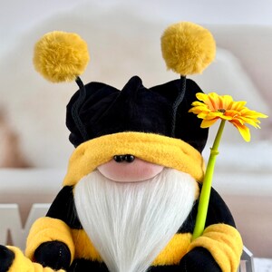 Bee Gnome, Bumblebee Gnome With Sunflower, Yellow Gnome, Spring Summer ...