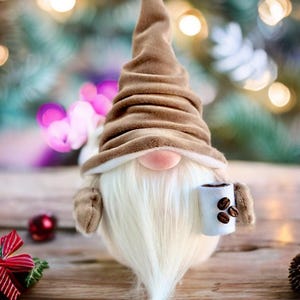 Handmade Coffee Gnome – Plush Scandinavian Coffee Bar Decor