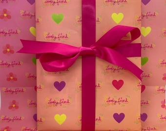 Lovely Friend Wrapping Paper and matching gift tag, Gift Wrap for a friend