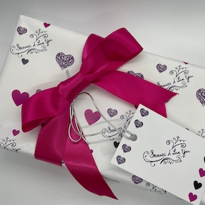 Because I Love you Wrapping Paper with matching gift tag, Love gift wrap, Romantic, Hearts