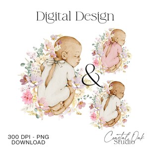 Nouveau-né, bébé, fleurs pastel, fleurs pour bébé, conception numérique PNG, conception par sublimation, téléchargement numérique, baby shower PNG, clipart chambre d'enfant.
