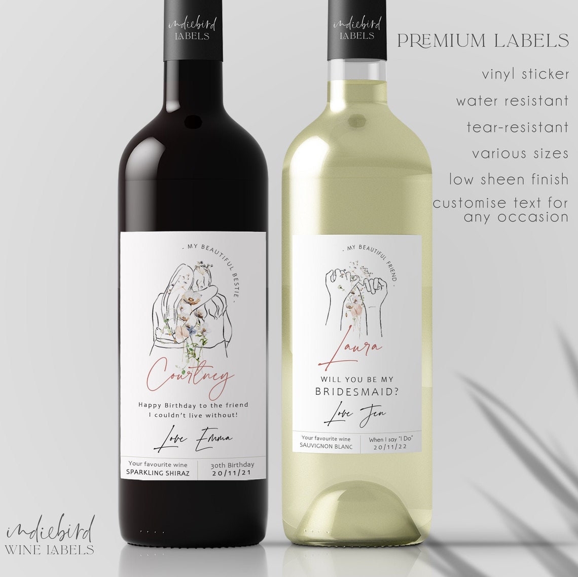 Label Only Wine Label Bridesmaid or Maid of Honour Gift Etsy