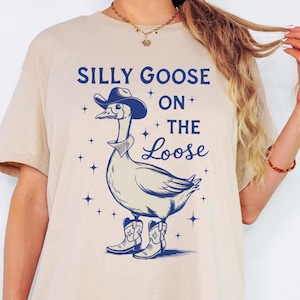 Camiseta feminina engraçada com estampa de ganso, camiseta com estampa de animal fofo, camiseta casual, top de verão, camiseta engraçada feminina, presente exclusivo para ela