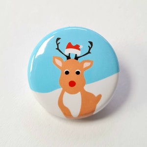 1 pcs. lapel button with bow needle, mini, Ø 25 mm, Rudolf as gift, souvenir, small gift for children during the Christmas season image 1