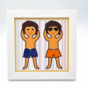 Children's picture 'Ben & Ray Ben' in a wooden frame, approx. 18 x 18 cm, a gift for cool boys and friends of the sun image 1