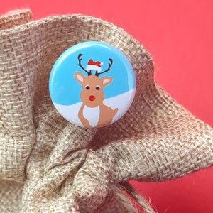 1 pcs. lapel button with bow needle, mini, Ø 25 mm, Rudolf as gift, souvenir, small gift for children during the Christmas season image 3