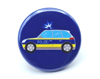 Button 'Polizei', Ansteckbutton, Ø 32mm. Als Mitbringsel, Mitgebsel, Kleinigkeit für Kinder