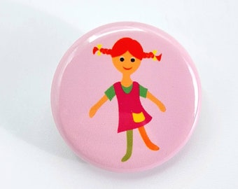 1 pcs. Lapel button with bow needle, mini, Ø 25 mm, a small doll as a gift, souvenir, small gift for children
