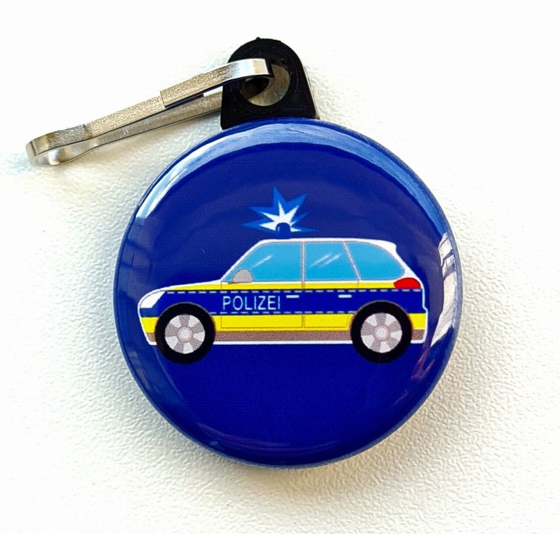 Polizei, Button-Anhänger mit Karabinerhaken, Ø 32mm Bild 1