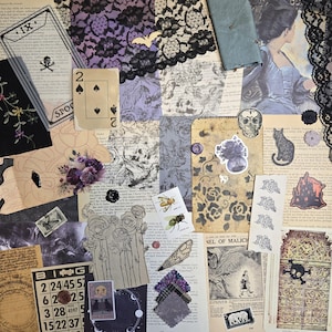 Goth Inspired Ephemera Pack Scrapbook Bundle Junk Journal Mystery Grab Bag Mixed Media Collage Art Supplies Assorted Embellishments Ephemera