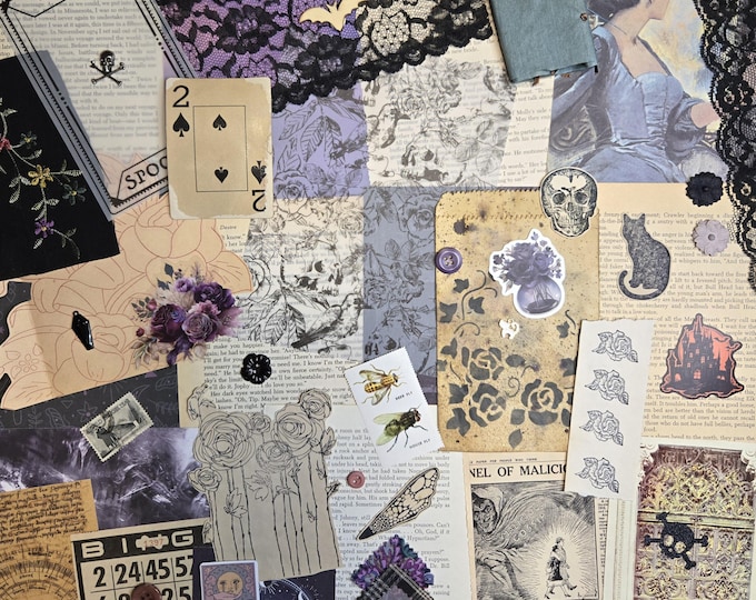 Goth Inspired Ephemera Pack Scrapbook Bundle Junk Journal Mystery Grab ...