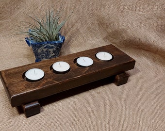Customizable Walnut color candle holder made to order 4-9 tea candles
