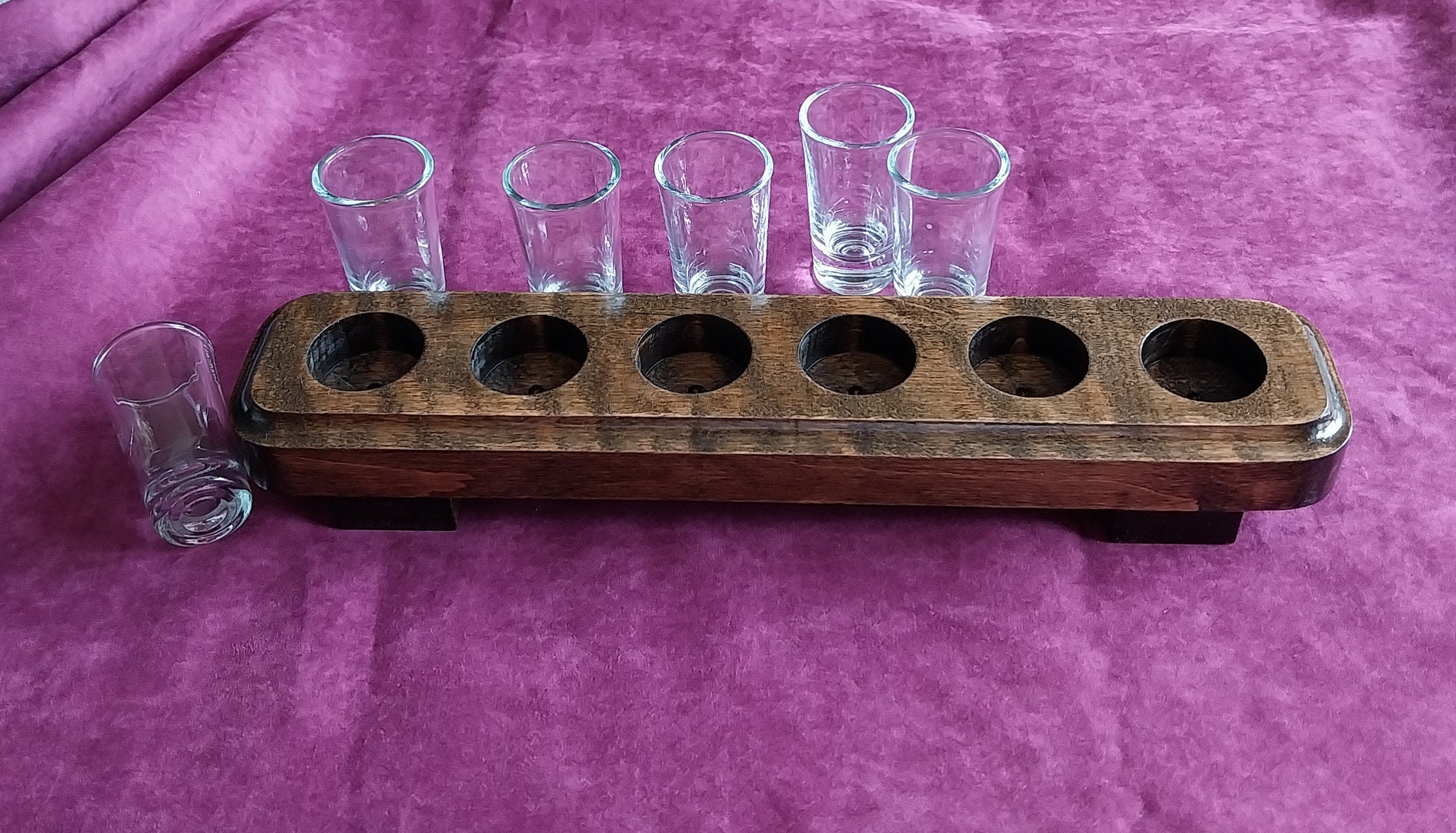 Plateau En Bois Pour Verres à Shot Tequila Cactus - 20x30 Cm, 4 Trous + Bol à Citron - Bar, Fête
