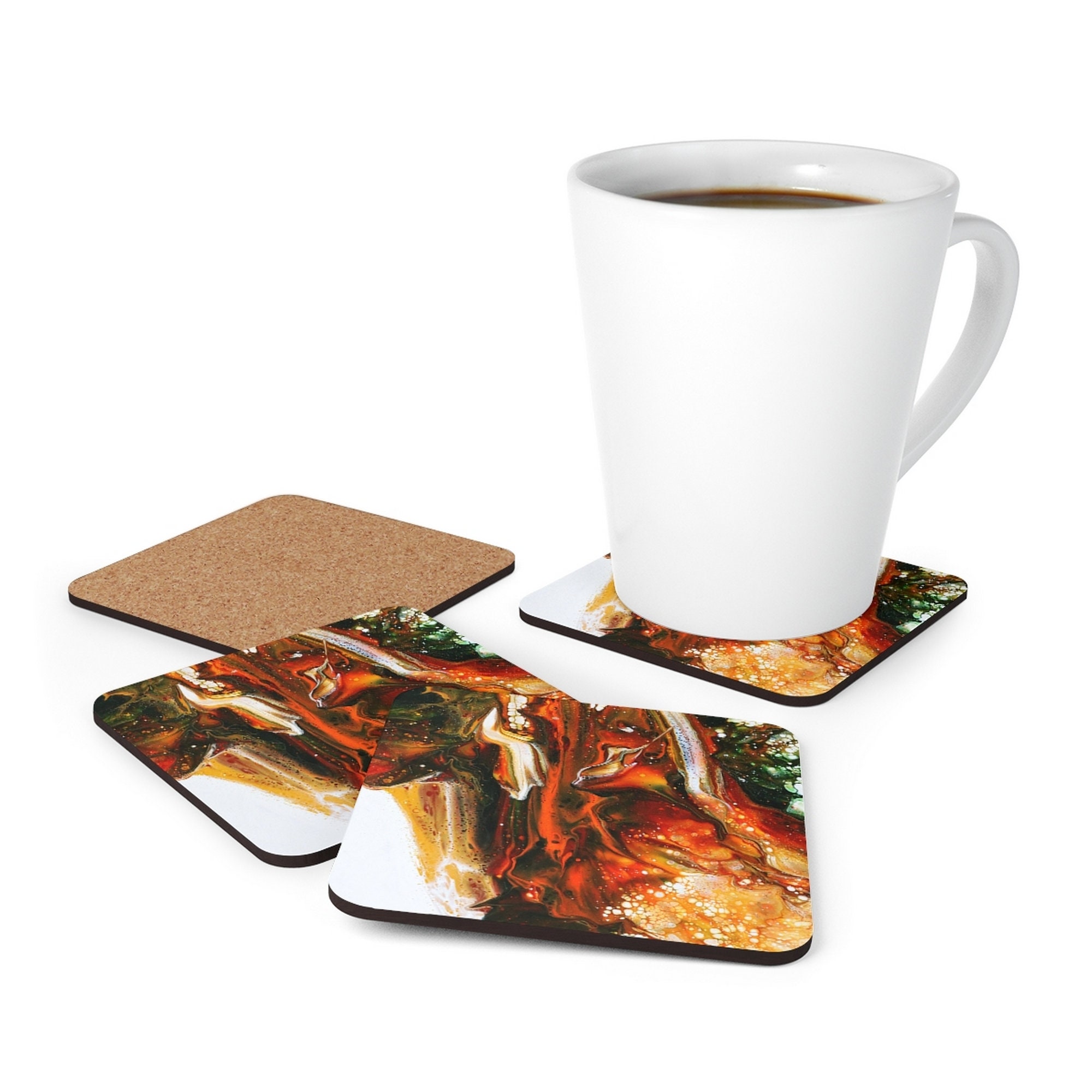 CORK BACK COASTER Custom Coaster Set Fluid Artwork Coaster Etsy