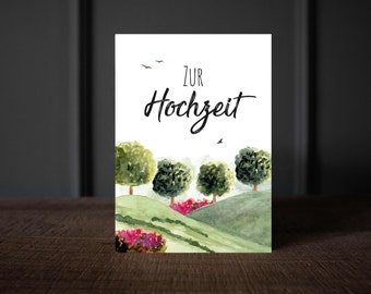 Glückwunschkarte Hochzeit, Karte Hochzeit Glückwunsch, Zur Hochzeit, Brautpaar Gratulieren Aquarell, Hochzeitsgeschenk