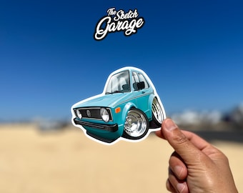 Volkswagen Golf custom cartoon Kiss-Cut Sticker / Decal ideal for water bottle, laptop, phone case, helmet, window sticker free chipping