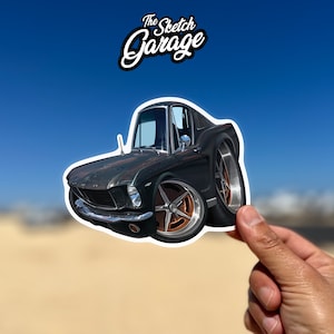1965 Ford Mustang Fastback custom cartoon Kiss-Cut Sticker / Decal ideal for water bottle, laptop, phone case, helmet, window sticker