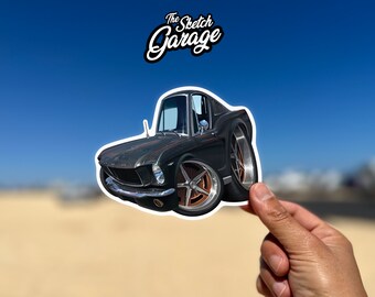 1965 Ford Mustang Fastback custom cartoon Kiss-Cut Sticker / Decal ideal for water bottle, laptop, phone case, helmet, window sticker