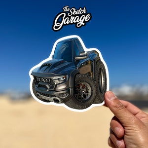 Dodge Ram TRX custom cartoon Kiss-Cut Sticker / Decal ideal for water bottle, laptop, phone case, helmet, window sticker, bumper sticker