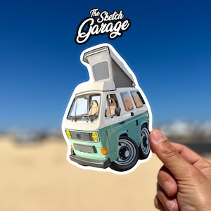 Volkswagen t3 camper custom cartoon Cut Sticker / Decal ideal for water bottle, laptop, phone case, helmet, window sticker, bumper sticker