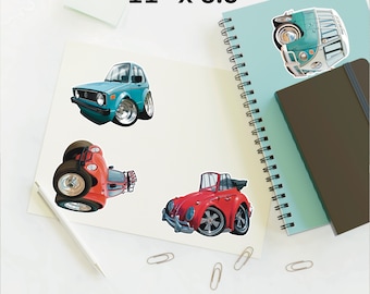 Volkswagen beetle bus golf Sticker pack / Sheet