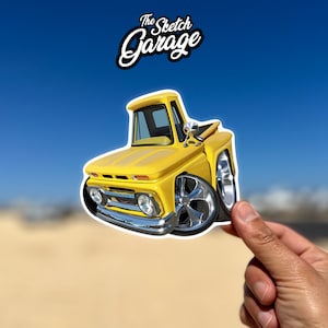 1963 Chevrolet C10 truck custom cartoon Kiss-Cut Sticker / Decal ideal for water bottle, laptop, phone case, helmet, window sticker