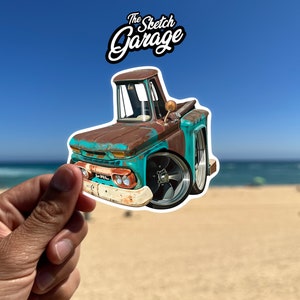 1965 GMC patina truck Ratrod  Cut Sticker / Decal ideal for water bottle, laptop, phone case, helmet, window sticker