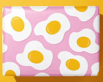 Funky fried egg wrapping paper - hand made