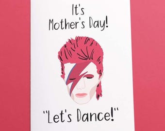 David bowie mother's day card - hand illustrated - recycled materials - eco