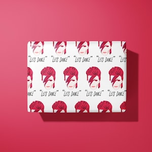 David bowie wrapping paper - let's dance - hand illustrated - hand made