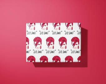 David bowie wrapping paper - let's dance - hand illustrated - hand made