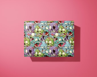 Zombie wrapping paper  - hand made gift wrap