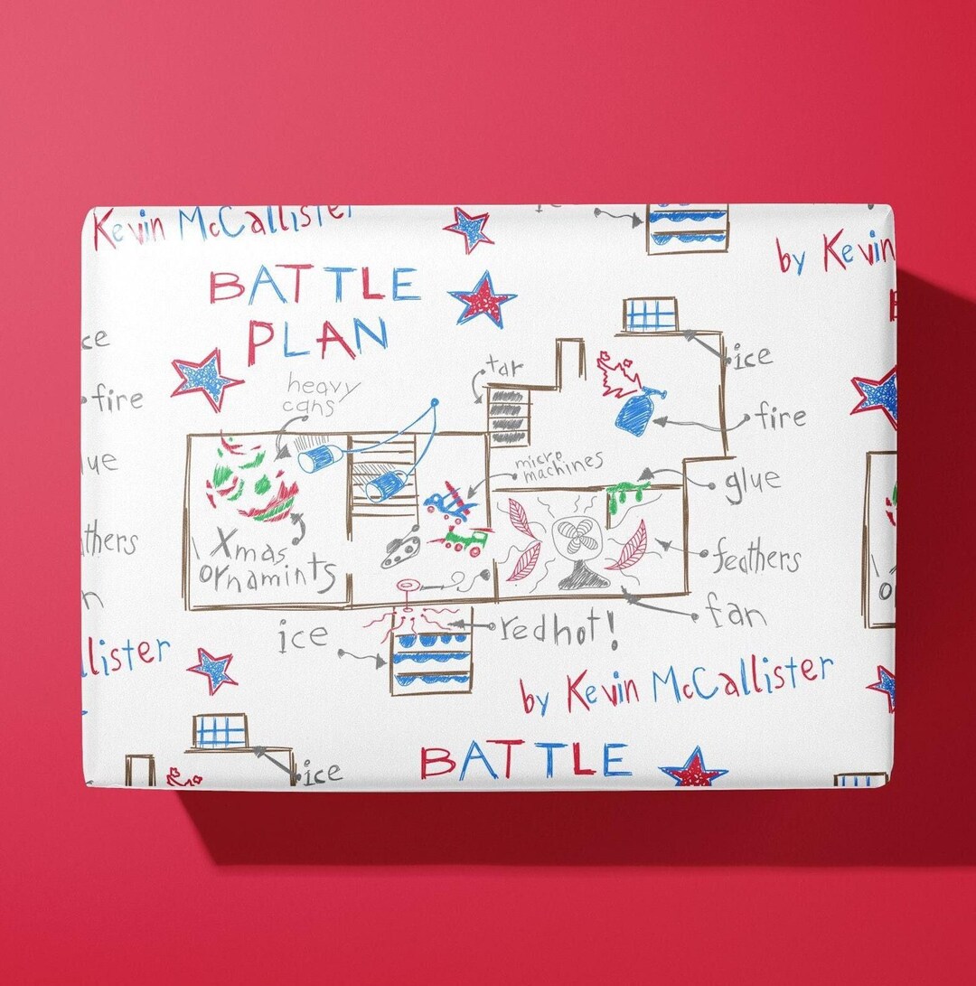 Home Alone Wrapping Paper - Battle Plans - Hand Illustrated - Etsy