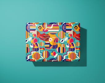 Funky colourful wrapping paper / gift wrap - hand illustrated for christmas and other occasions