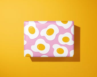 Funky fried egg wrapping paper - hand made