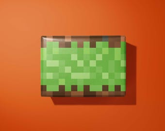 Gaming wrapping paper - minecraft style blocks - hand made - gift wrap