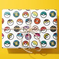Pokemon wrapping paper - pokeball - hand made - pikachu
