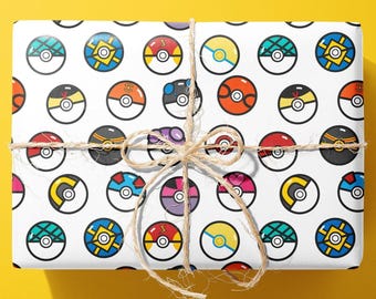 Inpakpapier Pokemon - pokeball - handgemaakt - pikachu
