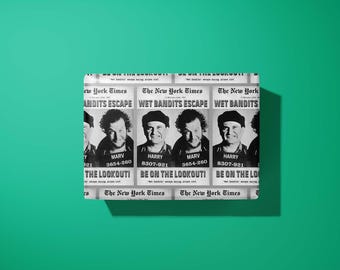 Home Alone Wrapping Paper - Wet Bandits Mugshot Christmas Design