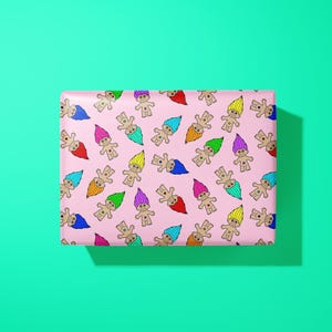 Papel de regalo estilo Trolls - hecho a mano - para niños de los 80 y 90 - estilo original