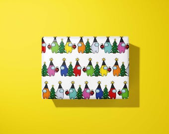 Among us christmas wrapping paper - hand made - gamer gifts